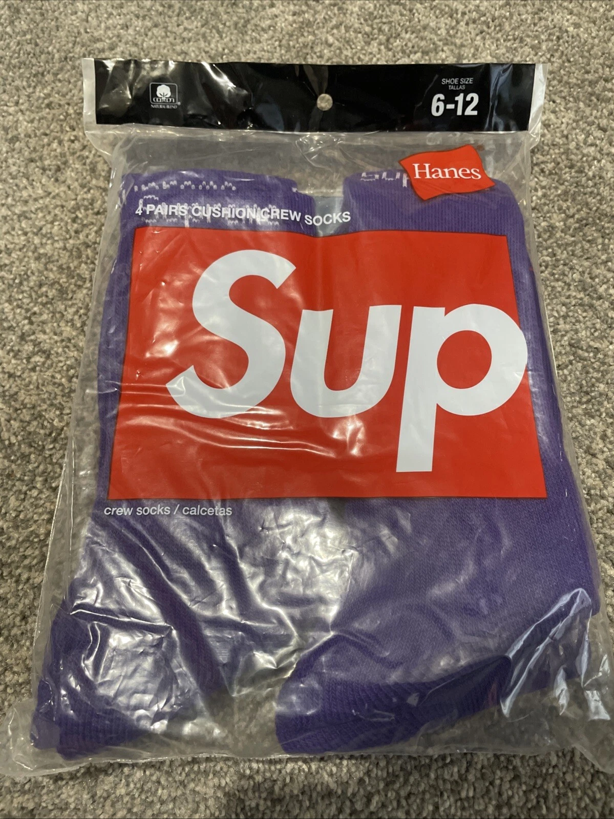 Lot de 4 chaussettes d'équipage SUPREME x Hanes neuves   Violet   Taille:6 12