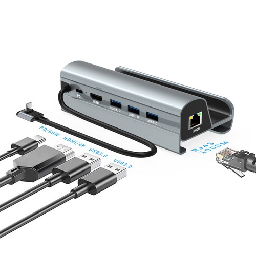 USB-C HUB Docking Station Lan HDMI Compatible with Steam Deck Aluminium Alloy - Picture 3 of 9
