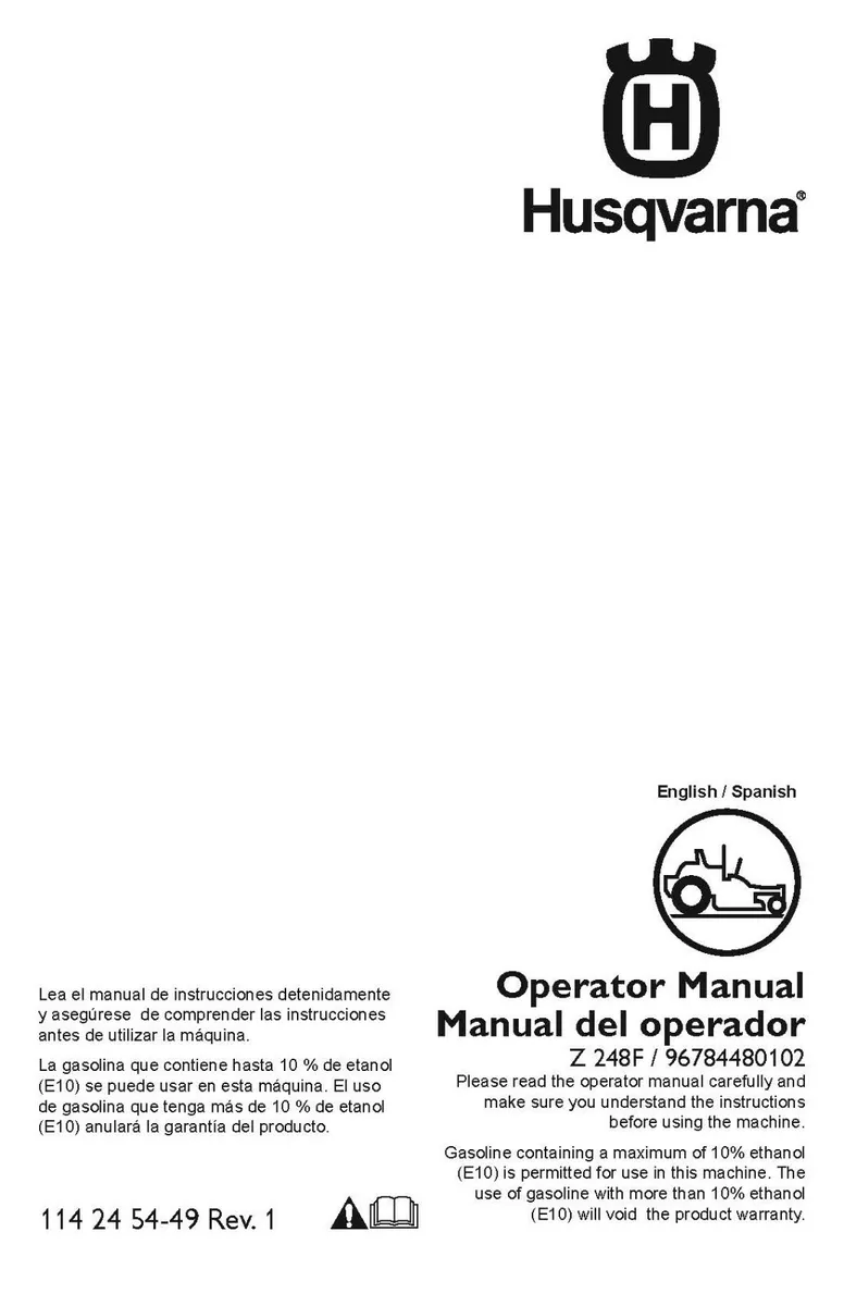 Husqvarna Z 248F 96784480102 Operator Manual For Mower COIL BOUND