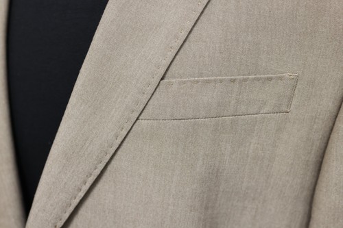J FERRAR mens solid beige tan two button sport coat suit jacket blazer SLIM 42 R - Picture 7 of 14