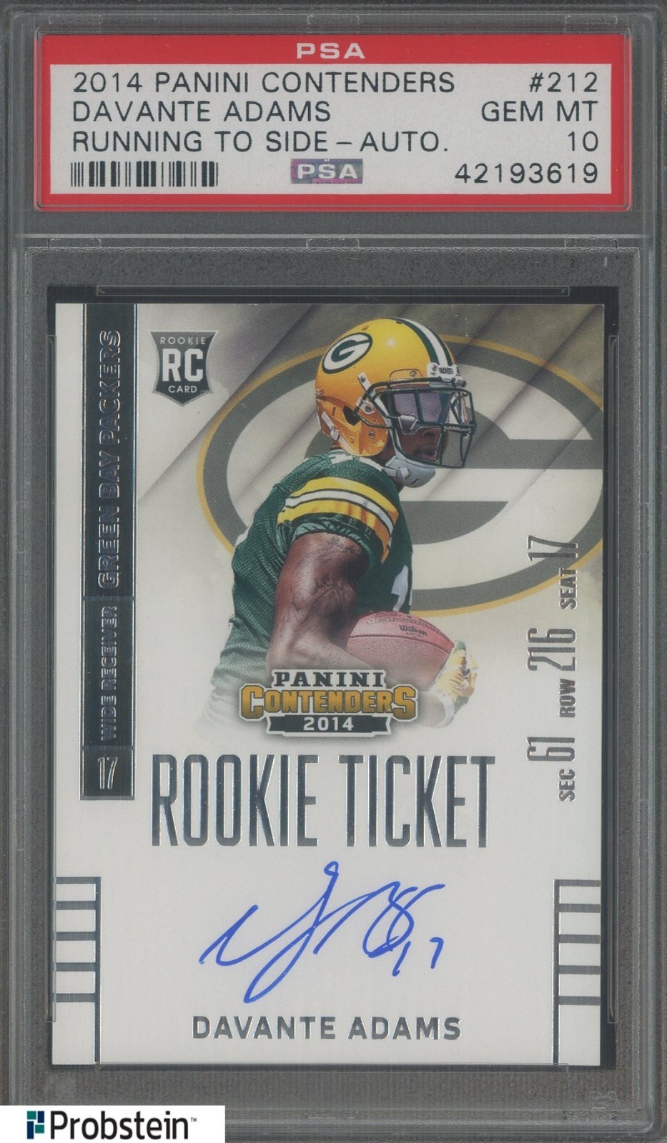 Davante Adams Panini Contenders #212 Running to Side-Autograph