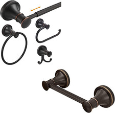 Stylish Oil Rubbed Bronze 4-Piece Bath Set with Toilet Paper Holder