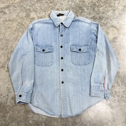 Vintage L.L. Bean Shirt Mens Medium Blue Denim button 50s long sleeve Sailor