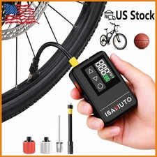 ISAMUTO Mini Bike Pump Electric w Gauge 120 PSI for Presta and Schrader Portable