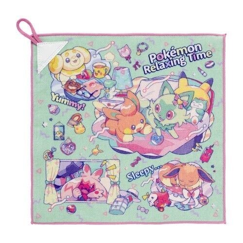 Pokemon Center Original Hand towel Handkerchief with loop Pokemon Relaxing Time
