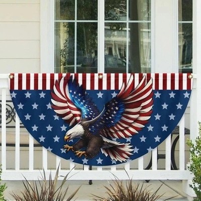 Patriotic Eagle We The People American Non-Pleated Semicircle Fan Fence Flag