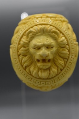Lion Embossed XL APPLE Pipe By  EGE new-block Meerschaum Handmade W Case#1285