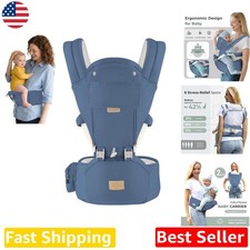 Ergonomic Baby Carrier Hip Seat 6 Positions Hands-Free Dark Blue