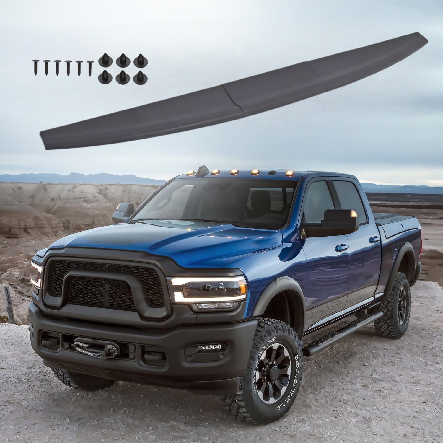 Fits Dodge Ram 1500 2500 3500 09-19 Tailgate Top Protector Molding Cap Spoiler