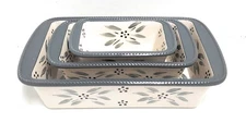 Temptations S/3 Casserole Bakers,Nesting,Rectangle, Old World GRAY T49118