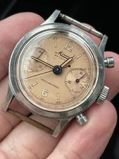 Rare Minerva Vintage Mechanical Chronograph 1940s Rare Salmon Dial!