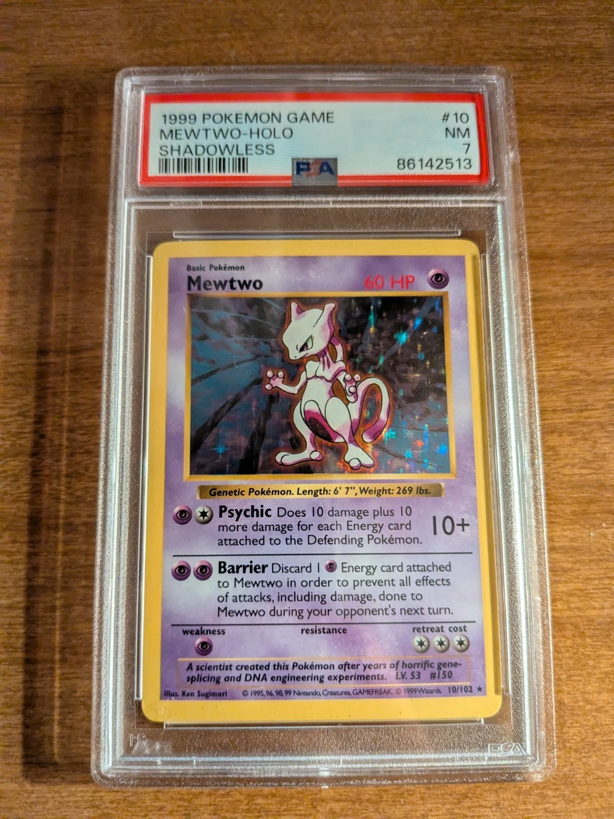 Mewtwo Pokemon TCG Holo Shadowless 10/102 Base Set PSA 7