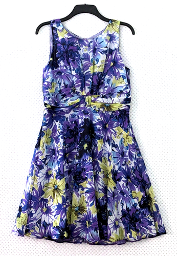 WALLIS Chiffon A-Line Dress Sz 16P Purple Mix Floral Print Garden Wedding Party - Picture 9 of 14