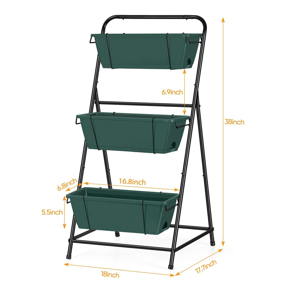 垂直抬高花园床 3 层花园种植器立式种植器盒草本 Ga... — 第 2/4 张图片