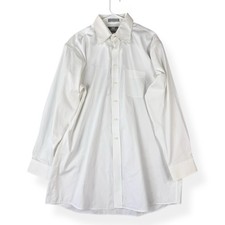 Stafford Executive Wrinkle Free Button Down Shirt Mens 17.5 35 White