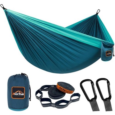 AnorTrek Camping Hammock, Super Single 110''L x 55''W, Blue&dark Blue