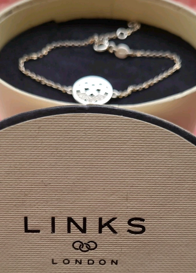 Genuine Links London Timeless Diamond & Sterling Silver Bracelet 6.25-7.5" 3.38g - Image 4 of 4