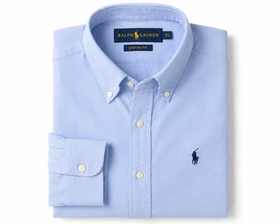 Ralph Lauren Hemd XL Custom Fit Hellblau Langarm Herren Original Top Zustand - Bild 1 von 3