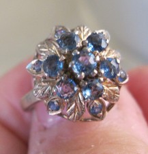 Vintage SIAM Genuine Blue Topaz Ring Sterling Silver Princess Dome Ring Size 6