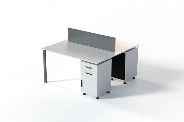 Moderner WeißEr Schreibtisch Mit Schubladen Metallgestell-image