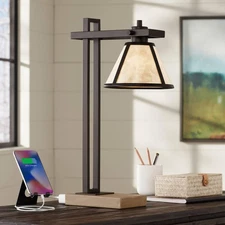 Franklin Iron Works Maricopa Rustic Farmhouse Desk Table Lamp with USB and AC