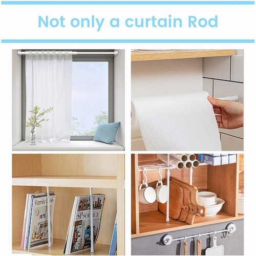 Curtain Rail Pole White 30-50cm/40-70cm/60-110cm Cupboards/window/kitchen Etc - Zdjęcie 3 z 31