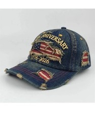US 250th Anniversary Hat Denim Baseball Cap Patriotic 1776  2026 American