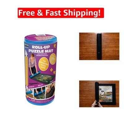 Roll-Up Puzzle Mat - Blue Felt for 300-1500 Pieces, Portable Design
