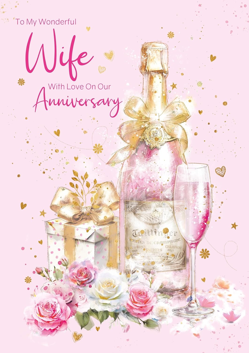 Large Anniversary Card To My Wife -Female Foil Finish Cherry Orchard 6.8"" x 9.8""