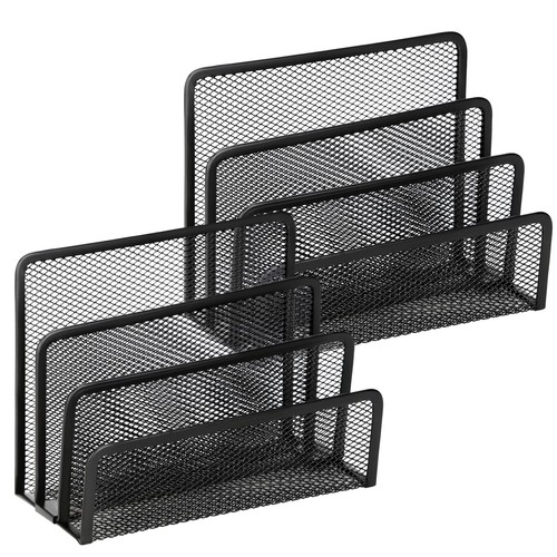 Metal Mesh Desktop File Organizer Letter Mail Sorter with 3 Upright Compartments - Picture 8 of 8