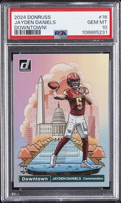 2024 PANINI DONRUSS DOWNTOWN! #16 JAYDEN DANIELS ROOKIE RC PSA 10