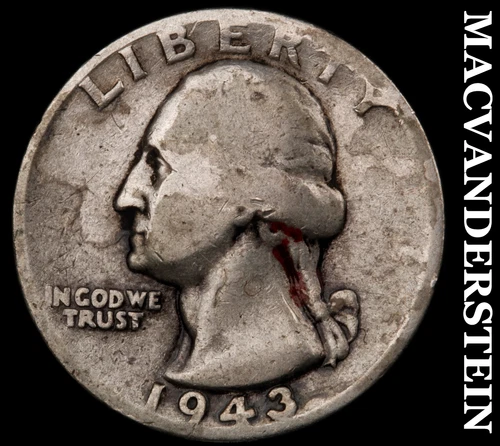 1943-D Washington Quarter- Silver- Scarce Better Date No Reserve #J2504