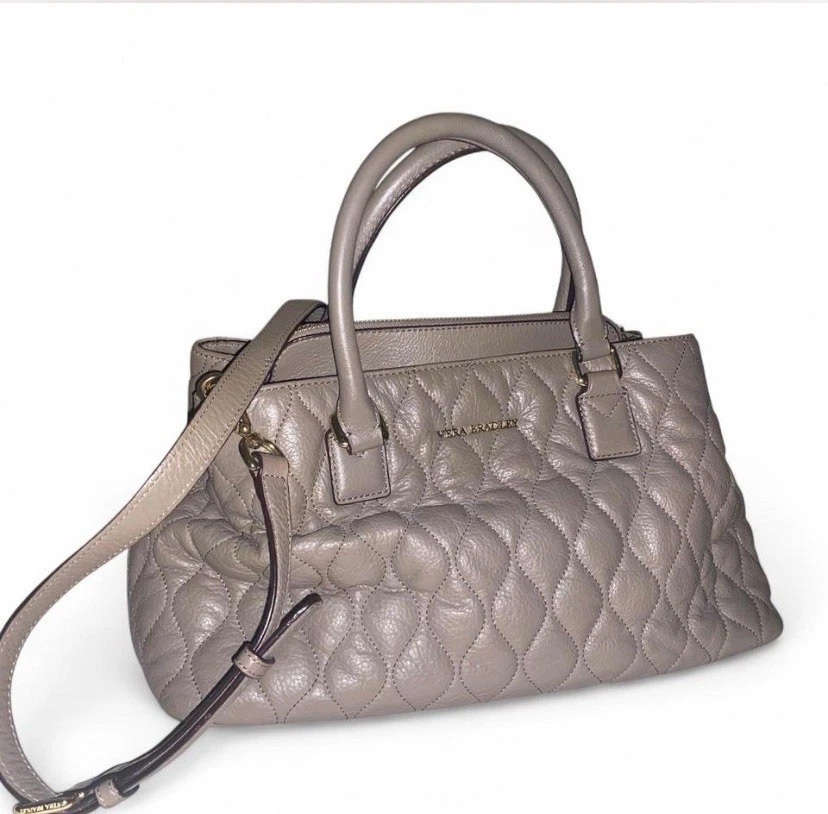 Vera Bradley 皮革斜挎包钱包棕色马鞍棕褐色带绗缝侧面 — 第 2/4 张图片