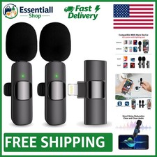 Cordless Omnidirectional Lavalier Mic with Active Noise Reduction for iPhone