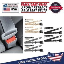 Retractable 3 Point Safety Seat Belt Straps Car Vehicle Adjustable Belt Kit US