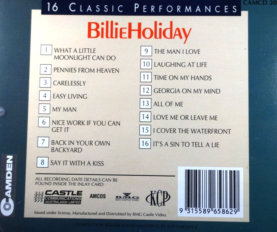 16 Classic Performances - Billie Holliday - CD, VG - Image 2 of 2