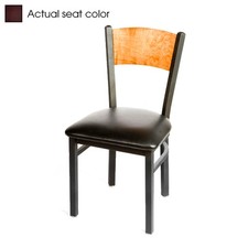 Oak Street Mfg Plain Cherry Wood Back Chair w/Wine Vinyl Seat