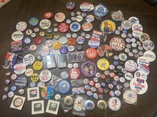 Huge Vintage Political Camp Button Pin Lot 140 Reagan Trump Clinton ERA RARE  