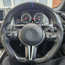 Real Carbon Fiber M Sport Steering Wheel Wheated For Bmw F10 M5 M6 5-7 Series