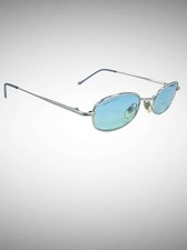 Vintage Hello Kitty Sanrio Sunglasses Blue Tint Lenses Silver Metal Frame 2002