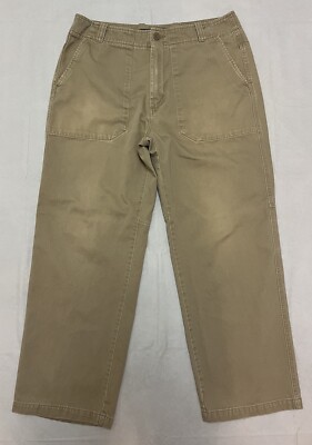 Vintage Guess Tan Flat Front Baggy Loose Fit Khaki Cotton Pants Mens Sz36x31 USA