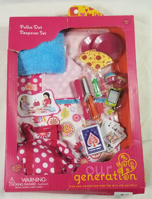New 2020 Our Generation Polka Dot Sleepover Set Maison Battat - See Description