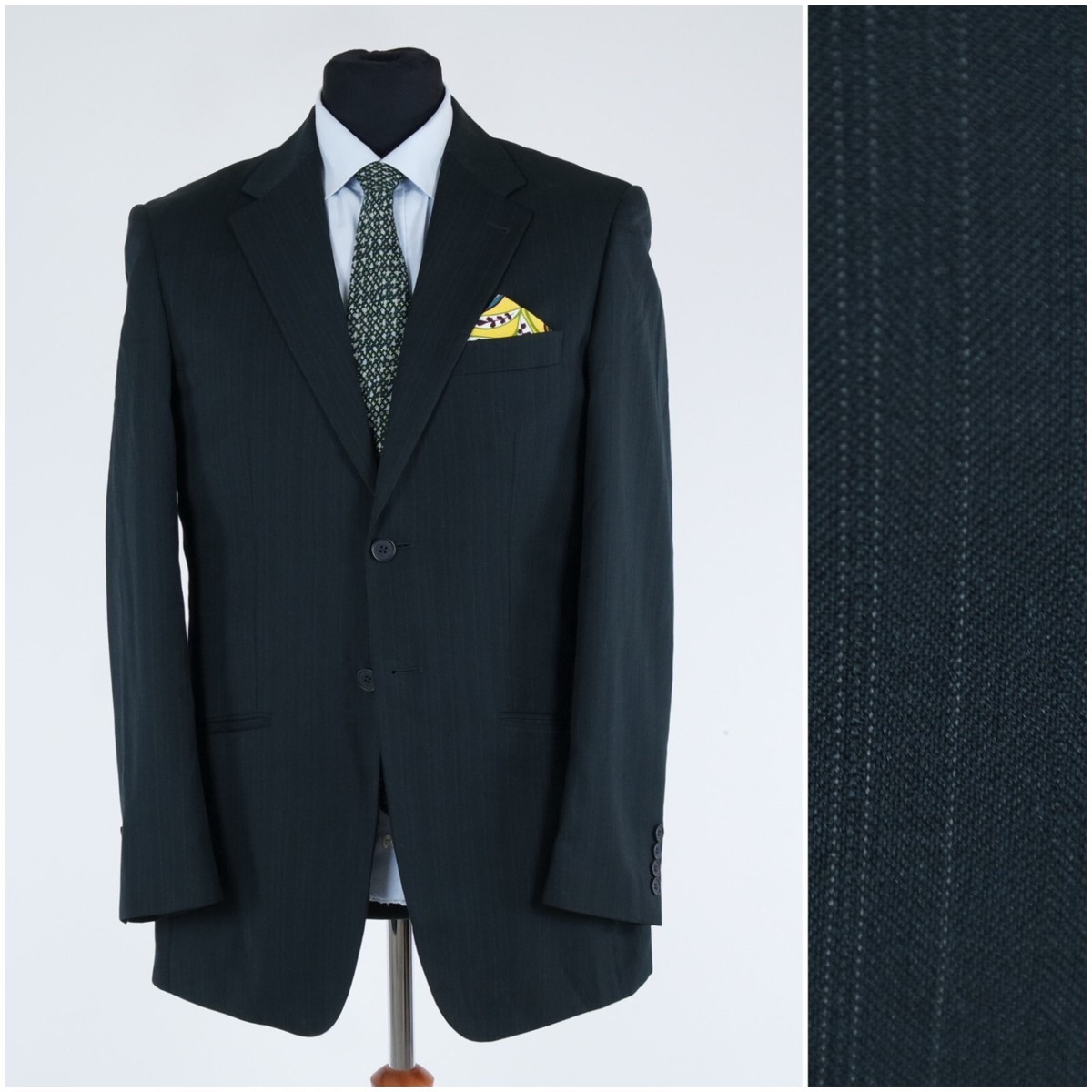 Mens Striped Sport Coat 40R US Size Black Suit Blazer Vintage