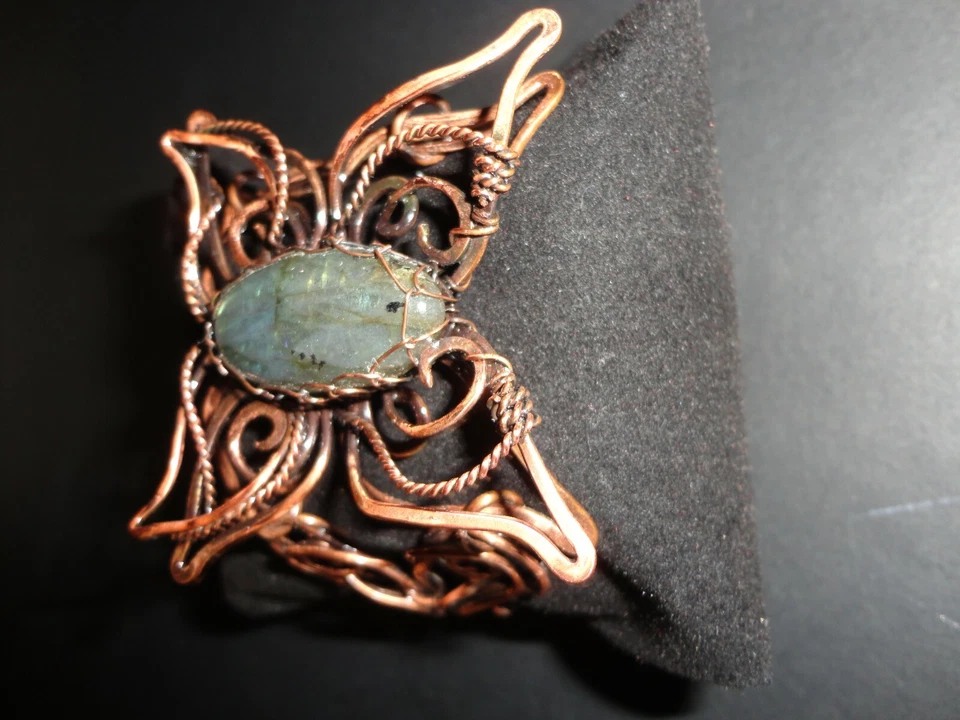 Labradorite Wire Wrapped Copper Bracelet by Anele Singh Studio - Image 4 of 4