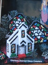 Stained glass coasters;  866-19 Vintage Plastic Canvas pattern