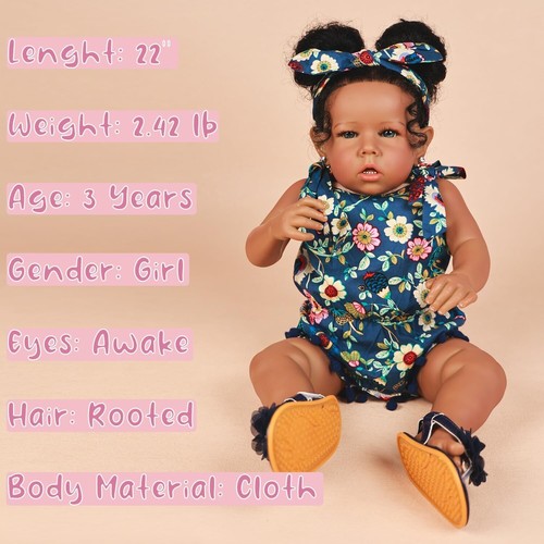Realistic 20" Reborn Baby Doll - African American Girl, Perfect Gift for Ages 3+ - Picture 5 of 10