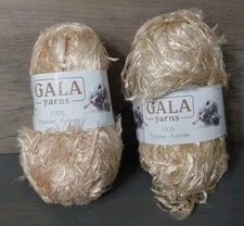 Gala Yarns Polyester Worsted Yarn 2 Skeins 1.75oz Shiny Cream Eyelash