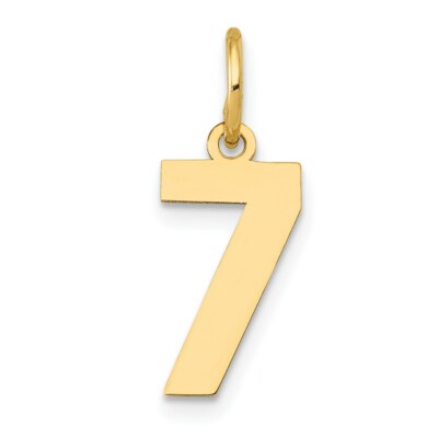 14k Yellow Gold Small Polished Number # 7 Charm Pendant 0.71 Inch