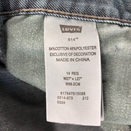 Levis 514 Pants Boys 14 Blue Jeans Denim Slim Straight Pockets Teens Youth 27x26 - Picture 11 of 11