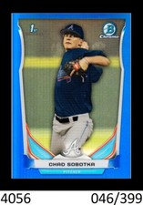 1-2014 BOWMAN CHROME DRAFT BLUE REFRACTOR CHAD SOBOTKA BRAVES 046/399